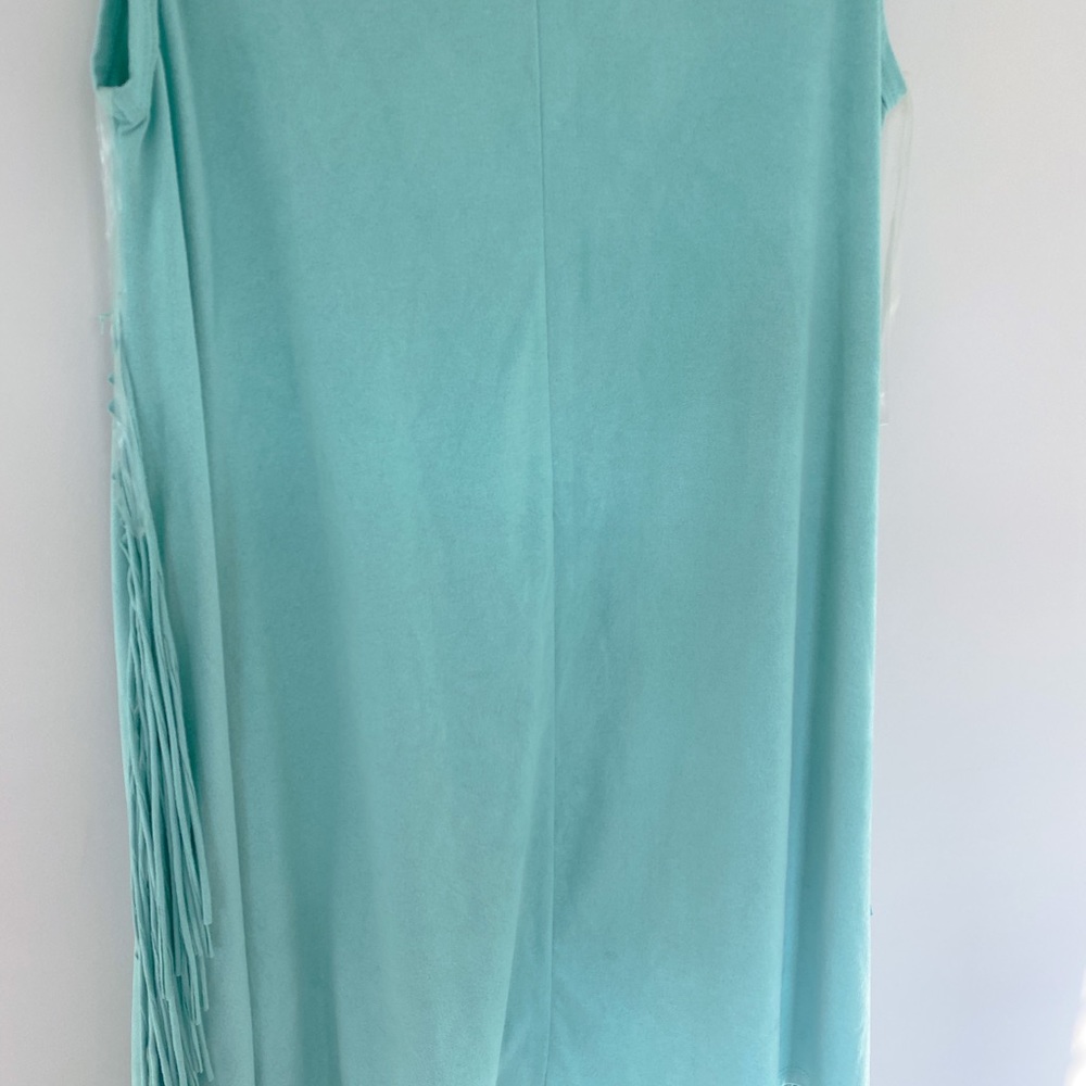 Before You Teal Fringe Mini Dress Size Small - Picture 9 of 9